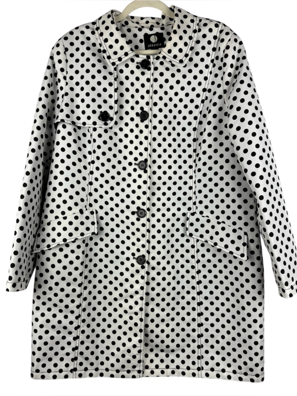 JESSICA Retro Polka Dot Spring Trench Coat Jacket Size XL / TG 18